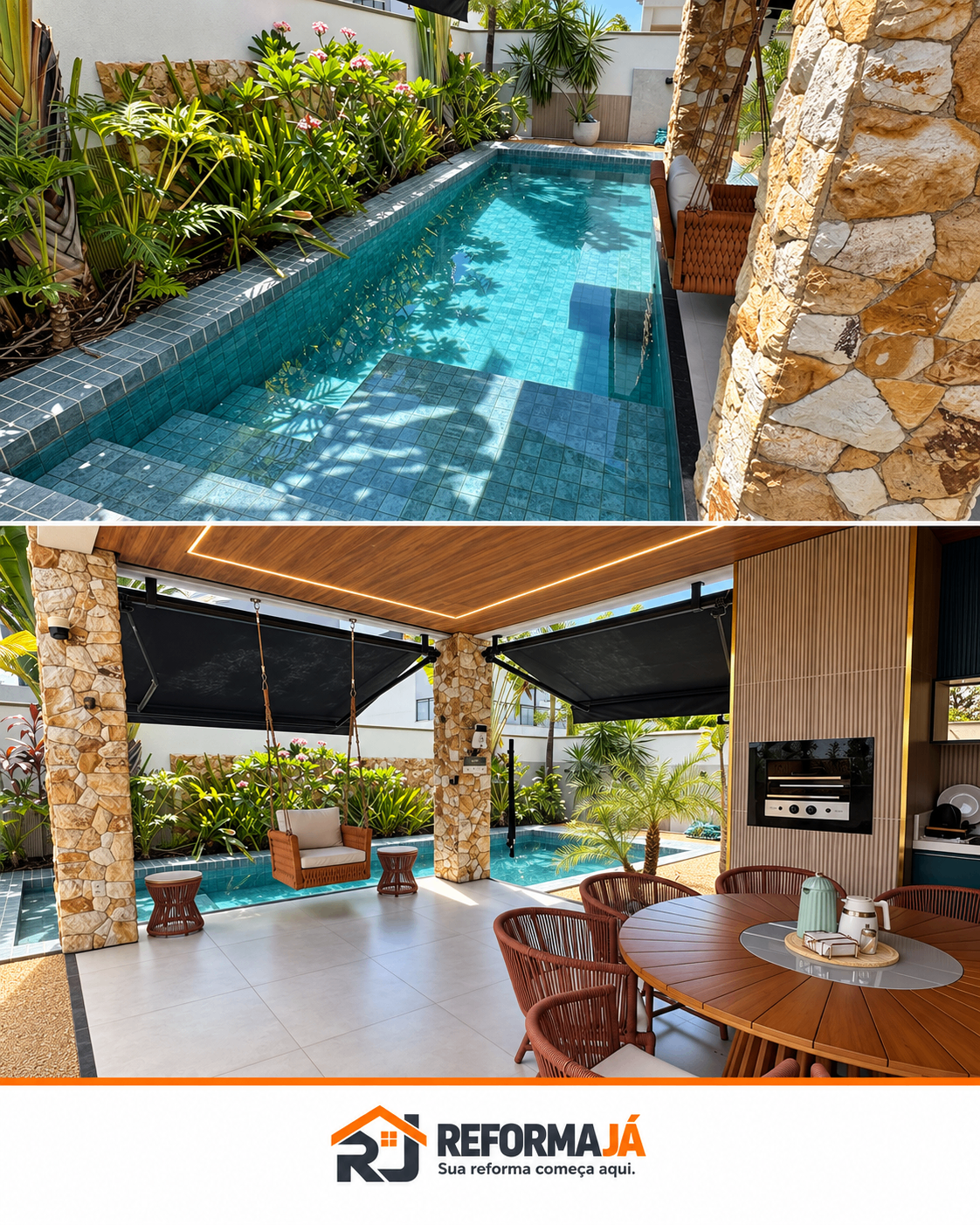 Piscina e varanda gourmet